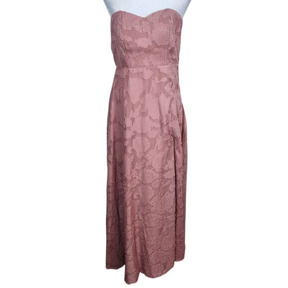 Lulus Rose Burnout Maxi Dress NWOT Size XS Pink Strapless Prom Dress - Picture 1 of 9